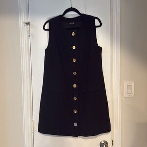 J. Crew Black Sleeveless Dress with Gold Buttons